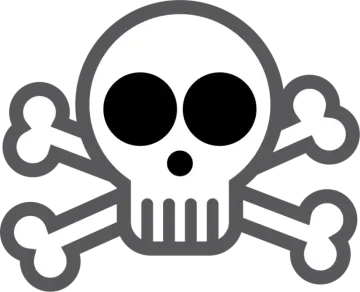 a skull and crossbones on a white background