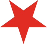 a red star on a white background