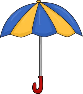 a blue and yellow umbrella