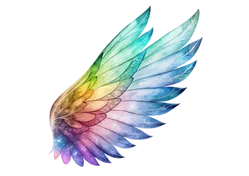 a watercolor drawing of an angel wing