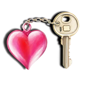a heart shaped key with a keyring attached to it