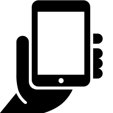 a hand holding a phone with a blank screen