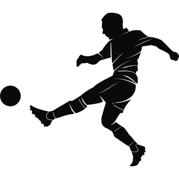 a silhouette of a rugby player kicking the ball