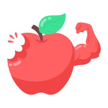 an apple with a green leaf on it