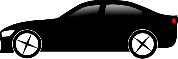 a black car silhouetted on a white background