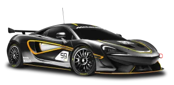 a black and yellow mclaren race car