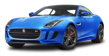 a blue jaguar car on white background