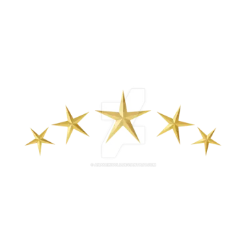 five gold stars on white background