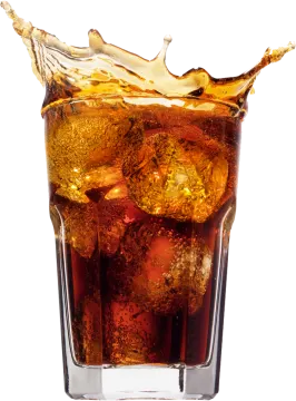 a glass filled with liquid and ice