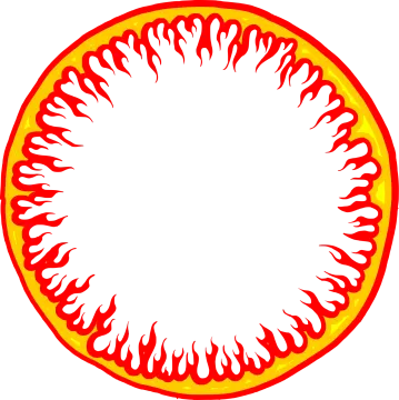 a fire circle with flames around it