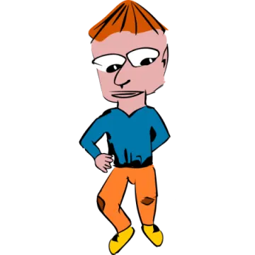 a cartoon boy with glasses and a blue shirt