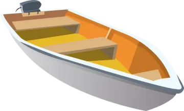 a small boat with two seats on the front
