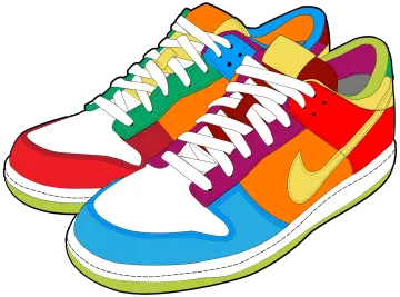 a pair of colorful sneakers