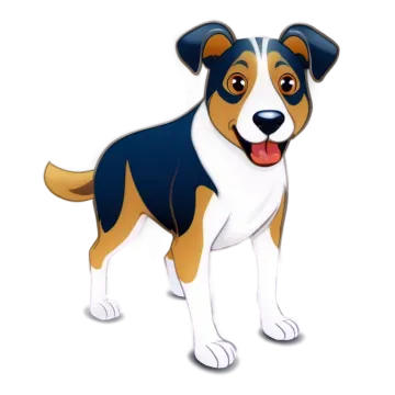 a cartoon dog standing on a white background