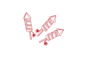 a line drawing of two rockets