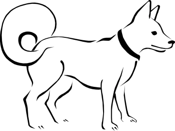 a black and white drawing of a dog
