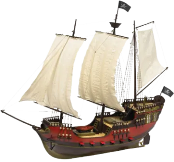a wooden model of a pirate ship