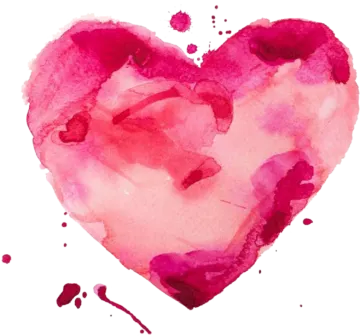 a pink heart painted with watercolors