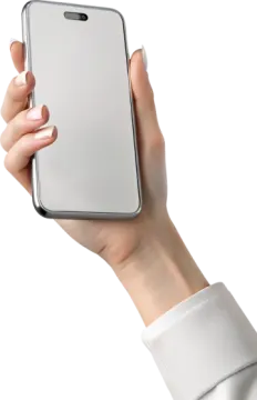 a woman holding an iphone in her hand