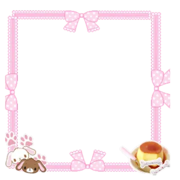 a pink frame with a teddy bear and bunny on it