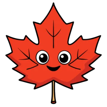 a red maple leaf with a smiley face