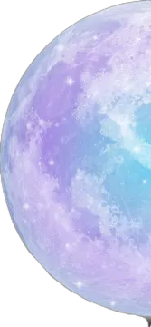 a blue and purple moon on a white background