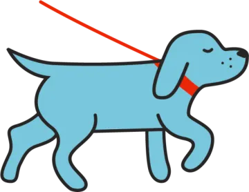 a blue dog with a red collar