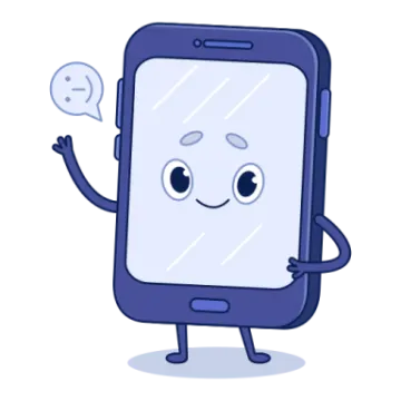 an illustration of a smartphone with a sad face