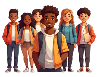 a group of young people standing together