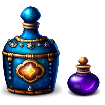 a blue bottle with a gold star on it