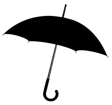 a black and white silhouette of an umbrella