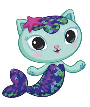 a cute little mermaid cat sitting on the floor