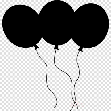 a black and white silhouette of balloons