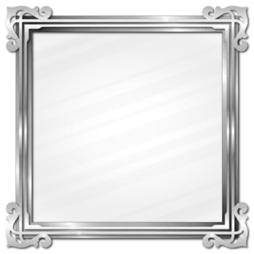 a silver frame on a white background