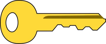 a yellow key with a brown handle