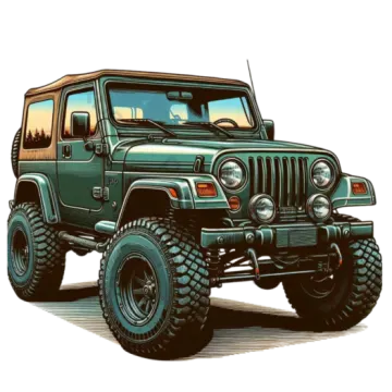 a drawing of a green jeep