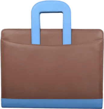 an image of a brown and blue bag