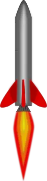 a red rocket with a yellow diamond on it