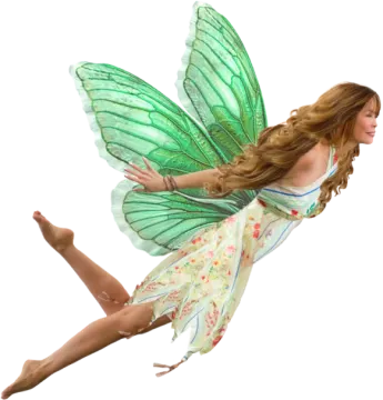 a young girl wearing a green fairy costume