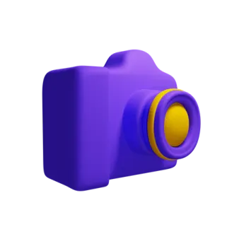 a purple camera on a white background