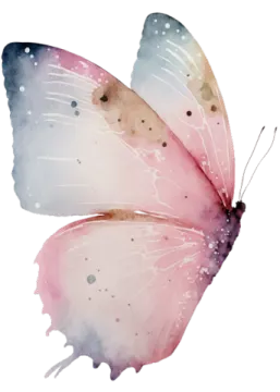 a watercolor painting of a pink butterfly