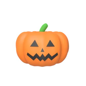 an orange pumpkin with a black face
