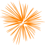 a yellow star burst on white background