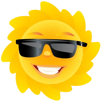a smiling sun wearing sunglasses