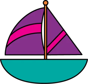 a sail with purple and blue sails