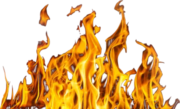 a fire is burning on a white background