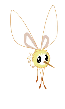 a drawing of a bee with big eyes