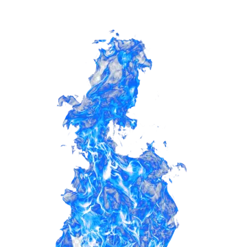a blue and white fire on a white background
