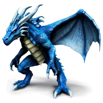 a blue dragon with its wings spread out