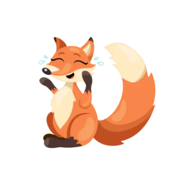 a cartoon fox sitting on the ground with its eyes closed